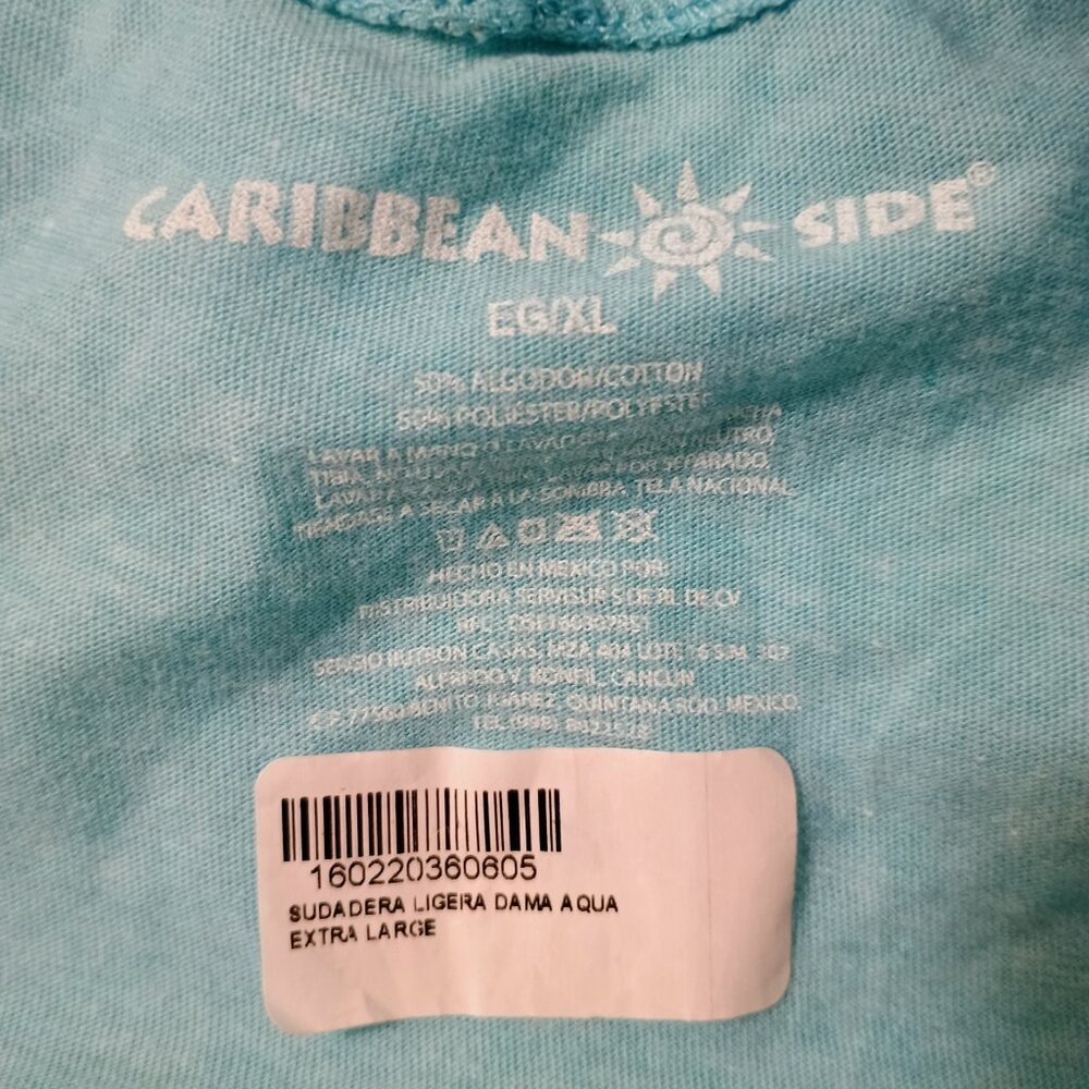 EUC Caribbean Side Sz XL Aqua Riviera Maya Mexico 1970 Athletic Graphic Hoodie - Picture 3 of 5
